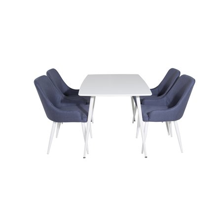 Polar Dining table 120 cm - White White, Plaza Dining Chair - White Legs - Blue Fabric_4