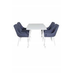 Polar Dining table 120 cm - White White, Plaza Dining Chair - White Legs - Blue Fabric_4