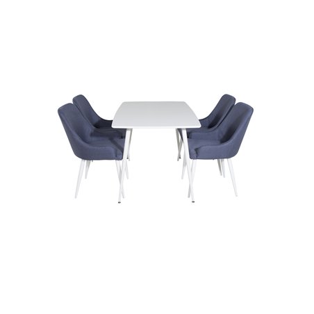 Polar ruokapöytä 120 cm - Valkoinen Valkoinen, Pla za ruokapöydän tuoli - Valkoiset jalat - Blue Kangas_4