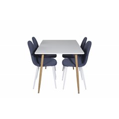 Polar Dining Table - 120*75*H75 - White / Oak, Polar Dining Chair - White Legs - Blue Fabric_4