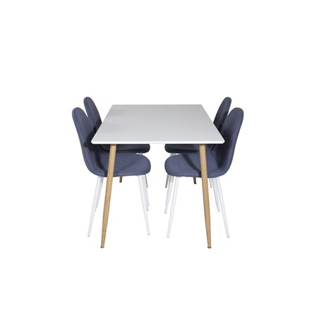 Polar Dining Table - 120*75*H75 - White / Oak, Polar Dining Chair - White Legs - Blue Fabric_4