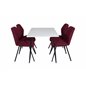 Polar Dining Table - 120*75*H75 - White / Black, Gemma Dining Chair - Black Legs - Red Fabric_4