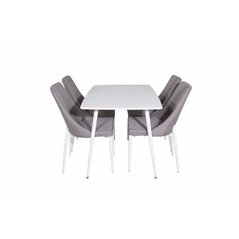 Polar Dining table 120 cm - White White, Leone 2 Dining Chair - Grey / White_4