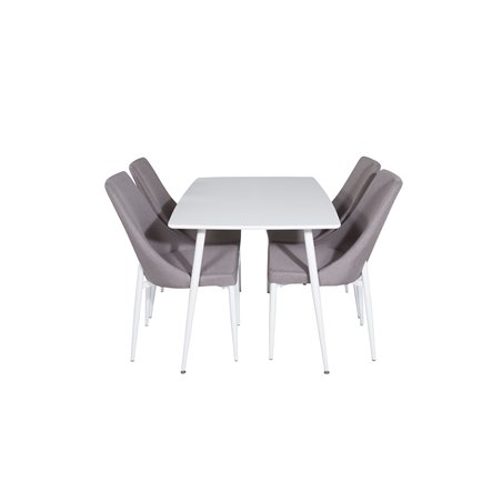 Polar Dining table 120 cm - White White, Leone 2 Dining Chair - Grey / White_4