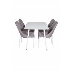 Polar Dining table 120 cm - White White, Leone 2 Dining Chair - Grey / White_4