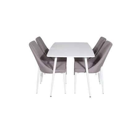 Polar Dining table 120 cm - White White, Leone 2 Dining Chair - Grey / White_4