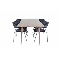 Polar Dining Table 180 cm - Walnut top - Walnut Legs, Arrow armchair - Black Legs - Black Velvet_4