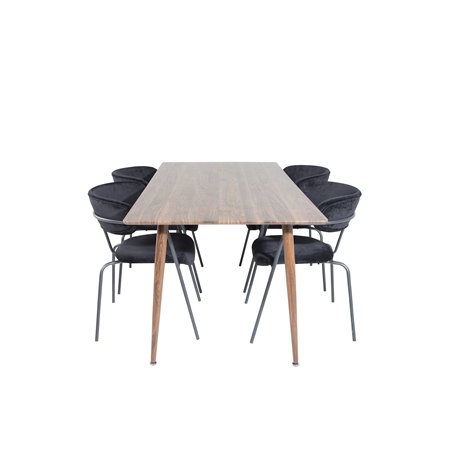 Polar Dining Table 180 cm - Walnut top - Walnut Legs, Arrow armchair - Black Legs - Black Velvet_4