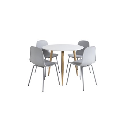 Polar Spisebord ø 90cm - Hvid / Eg, Arctic Dining Chair - Grå Ben - Grå Pla stic_4