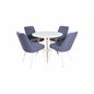 Polar Dining Table ø 90cm - White / Oak, Velvet Deluxe Dining Chair - White Legs - Blue Fabric_4