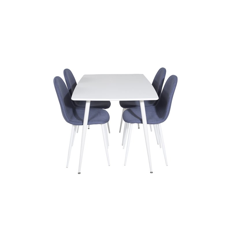 Polar Dining table 120 cm - White White, Polar Dining Chair - White Legs - Blue Fabric_4