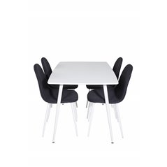 Polar Dining table 120 cm - White White, Polar Dining Chair - White Legs - Black Fabric_4