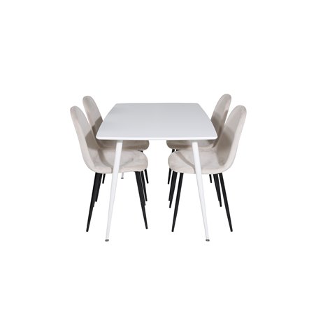 Polar Dining table 120 cm - White White, Polar Dining Chair- Black legs / Beige Velvet (ersätter 19902-880)_4