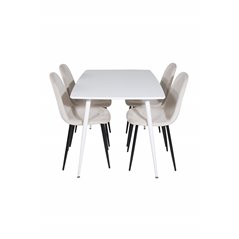 Polar Dining table 120 cm - White White, Polar Dining Chair- Black legs / Beige Velvet (ersätter 19902-880)_4