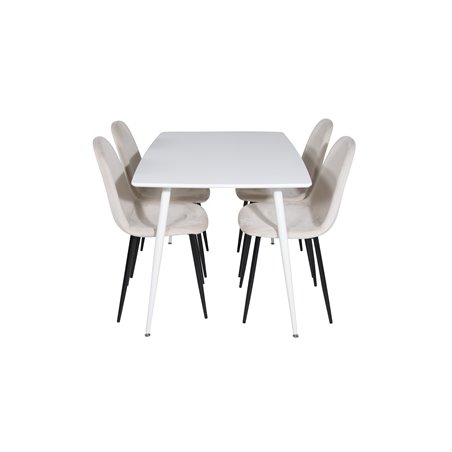 Polar ruokapöytä 120 cm - Valkoinen Valkoinen, Polar ruokapöydän tuoli - Mustat jalat / Beige Velvet (korvaa 19902-880) _4