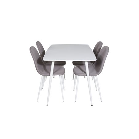 Polar Dining table 120 cm - White White, Polar Dining Chair - Grey / White_4