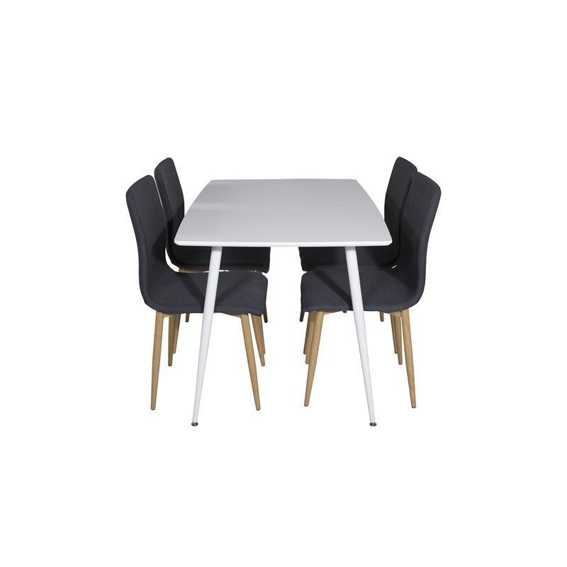 Polar Dining table 120 cm - White White, Windu Dining Chair - Grey / Oak_4