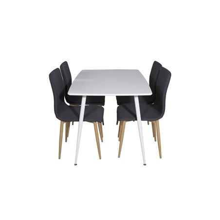 Polar Dining table 120 cm - White White, Windu Dining Chair - Grey / Oak_4