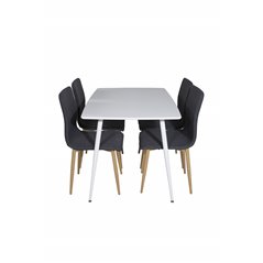 Polar Dining table 120 cm - White White, Windu Dining Chair - Grey / Oak_4