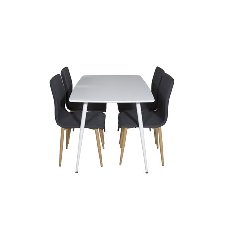 Polar Dining table 120 cm - White White, Windu Dining Chair - Grey / Oak_4