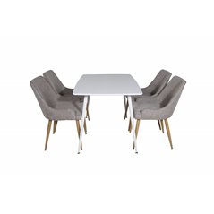 Polar Dining table 120 cm - White White, Plaza Dining Chair - Light Grey / Oak_4