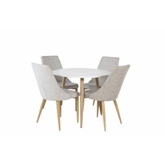 Polar Dining Table ø 90cm - White / Oak, Leone Dining Chair - Light Grey / Oak_4