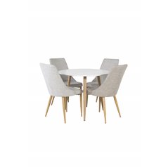 Polar Dining Table ø 90cm - White / Oak, Leone Dining Chair - Light Grey / Oak_4
