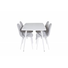 Polar Dining table 120 cm - White White, Polar Dining Chair - White Legs - Light Grey Fabric_4