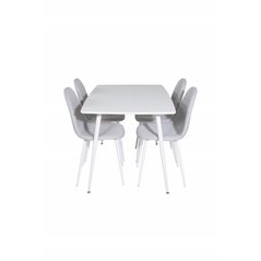 Polar ruokapöytä 120 cm - Valkoinen Valkoinen, Polar Ruokailutuoli - Valkoiset Jalat - Vaaleanharmaa Kangas_4