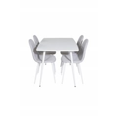 Polar Dining table 120 cm - White White, Polar Dining Chair - White Legs - Light Grey Fabric_4