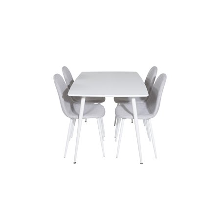 Polar ruokapöytä 120 cm - Valkoinen Valkoinen, Polar Ruokailutuoli - Valkoiset Jalat - Vaaleanharmaa Kangas_4