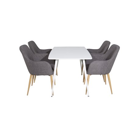 Polar Dining table 120 cm - White White, Comfort Dining Chair - Dark Grey / Oak_4