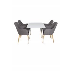 Polar Dining table 120 cm - White White, Comfort Dining Chair - Dark Grey / Oak_4