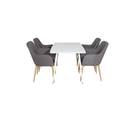 Polar Dining table 120 cm - White White, Comfort Dining Chair - Dark Grey / Oak_4