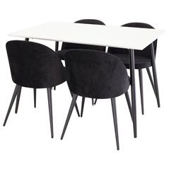 Polar Dining Table - 120*75*H75 - White / Black, Velvet Dining Chair - Black / Black_4