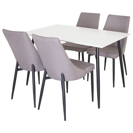 Polar Dining Table - 120*75*H75 - White / Black, Leone 2 Dining Chair - Grey / Black_4