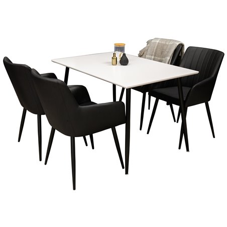 Polar Dining Table - 120*75*H75 - White / Black, Comfort Dining Chair - Black / Black_4