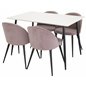 Polar Dining Table - 120*75*H75 - White / Black, Velvet Dining Chair Corduroy - Pink / Black_4