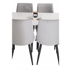 Polar Dining Table - 120*75*H75 - White / Black, Leone Dining Chair - Grey / Black_4