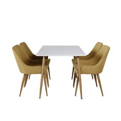 Polar Dining Table - 120*75*H75 - White / Oak, Plaza Dining Chair - Yellow / Oak_4