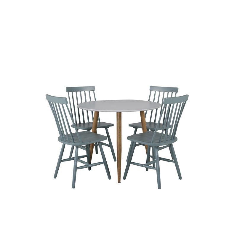 Polar Dining Table ø 90cm - White / Oak, Lönneberga Windsor Chair - Mint Green_4