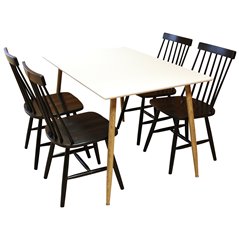 Polar Dining Table - 120*75*H75 - White / Oak, Lönneberga Windsor Chair - Black_4