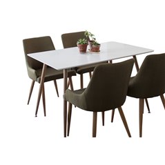 Polar Dining Table - 120*75*H75 - White / Oak, Plaza Dining Chair - Green / Oak_4