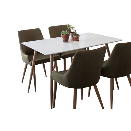 Polar Dining Table - 120*75*H75 - White / Oak, Plaza Dining Chair - Green / Oak_4