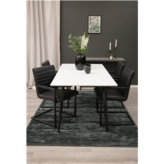 Polar ruokapöytä - 180 * 90 * H75 - valkoinen / musta, Art-nojatuoli - musta / musta_4