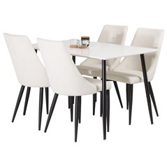 Polar Dining Table - 120*75*H75 - White / Black, Leone Dining Chair - Beige / Black_4