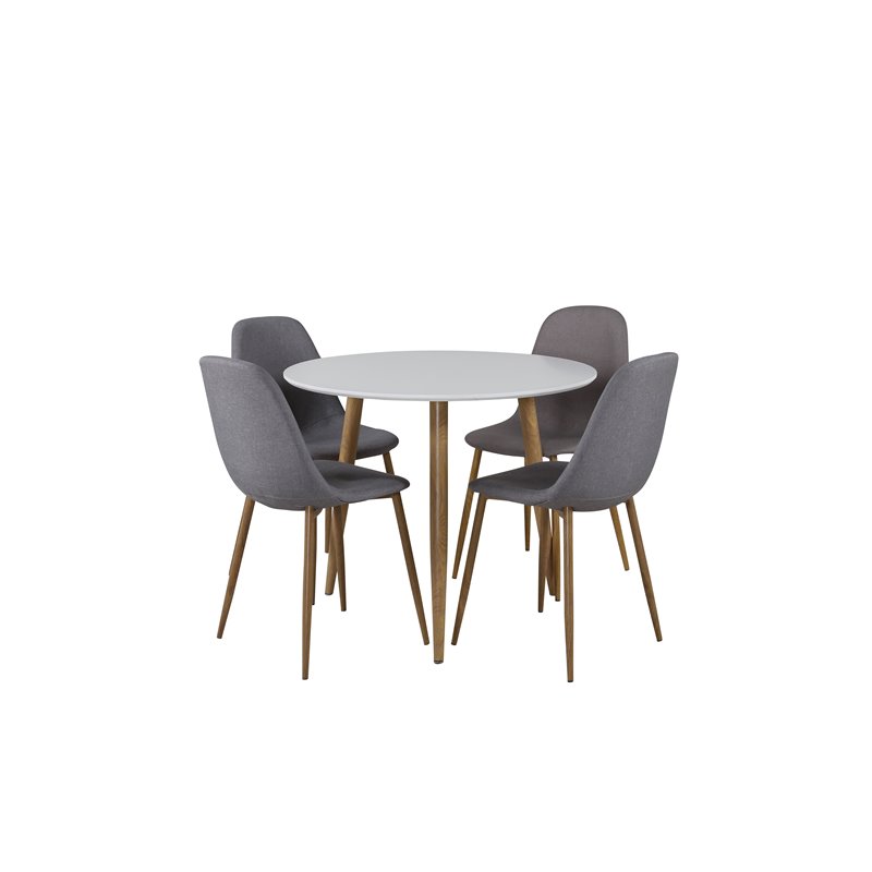 Polar Dining Table ø 90cm - White / Oak, Polar Dining Chair - Grey / Oak_4