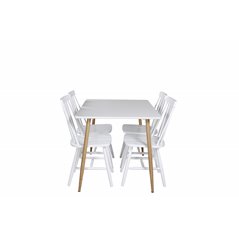 Polar Dining Table - 120*75*H75 - White / Oak, Lönneberga Windsor Chair - White_4