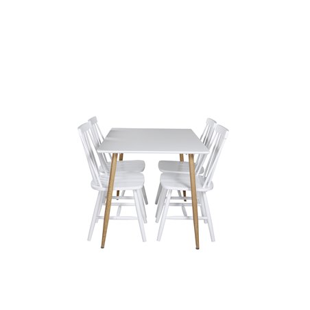 Polar Dining Table - 120*75*H75 - White / Oak, Lönneberga Windsor Chair - White_4