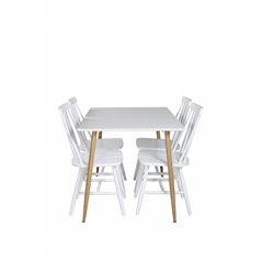 Polar Dining Table - 120*75*H75 - White / Oak, Lönneberga Windsor Chair - White_4
